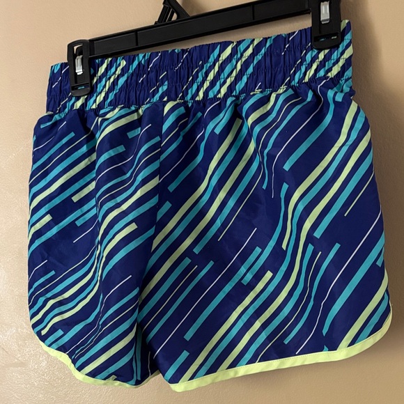 Danskin Now Women's Athletic Shorts - Blue and Green Stripes S - Picture 1 of 3